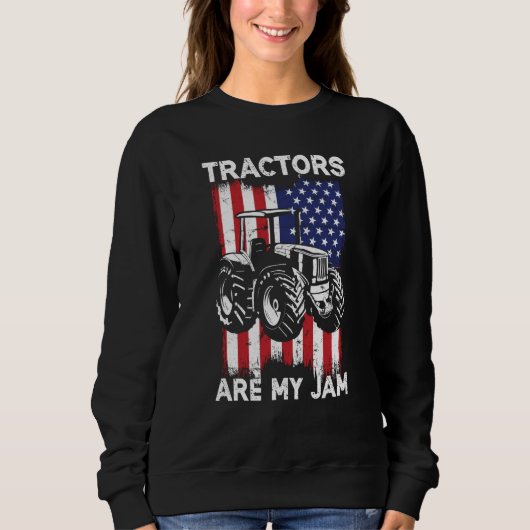 USA Flag America Farm Tractor Farming Life Farmer スウェットシャツ (正面)