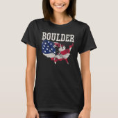 USA Flag American Boulderer Rock Climbing Boulderi Tシャツ (正面)