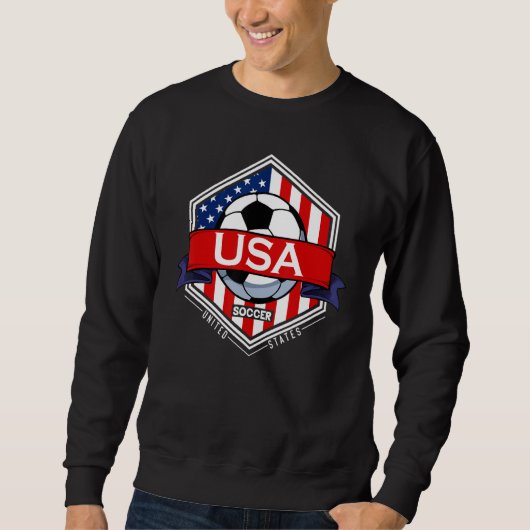 USA Flag American Patriotic Soccer Fan Player Foot スウェットシャツ (正面)