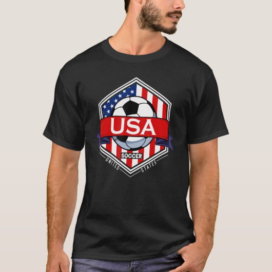 USA Flag American Patriotic Soccer Fan Player Foot Tシャツ (正面)