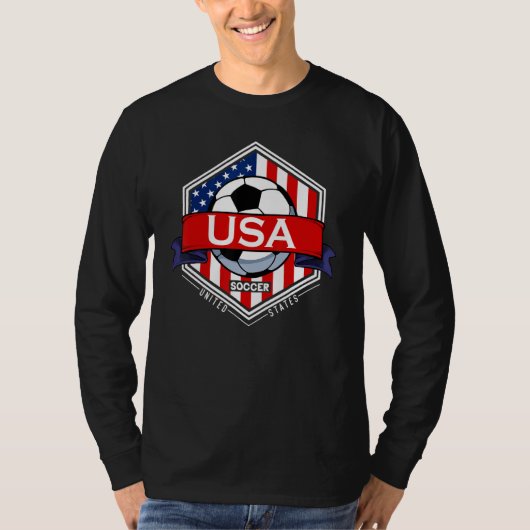 USA Flag American Patriotic Soccer Fan Player Foot Tシャツ (正面)