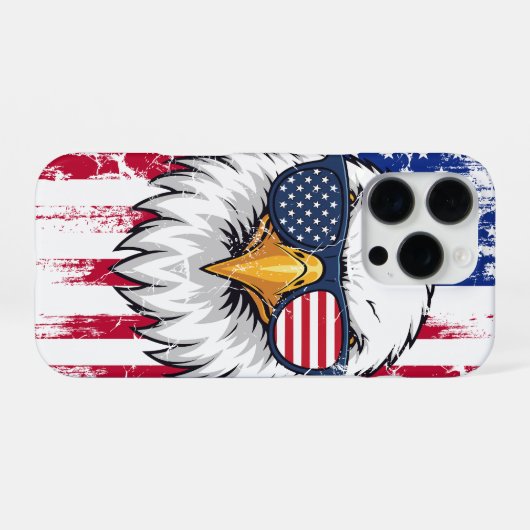 USA Flag And American Bald Eagle Grunge iPhoneケース (裏面横)