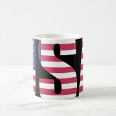 USA Flag Barcode Graphic Mug - Bold Social Comment コーヒーマグカップ (中央)