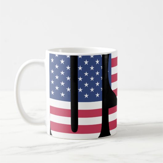 USA Flag Barcode Graphic Mug - Bold Social Comment コーヒーマグカップ (左)