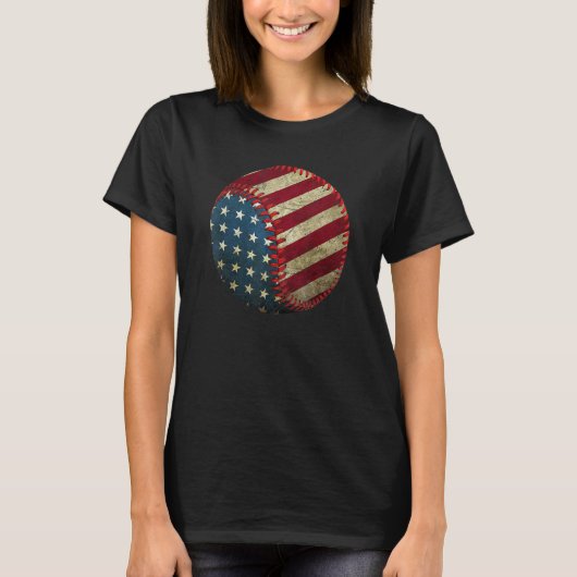 USA Flag Baseball Ball Sports & Players Internati Tシャツ (正面)