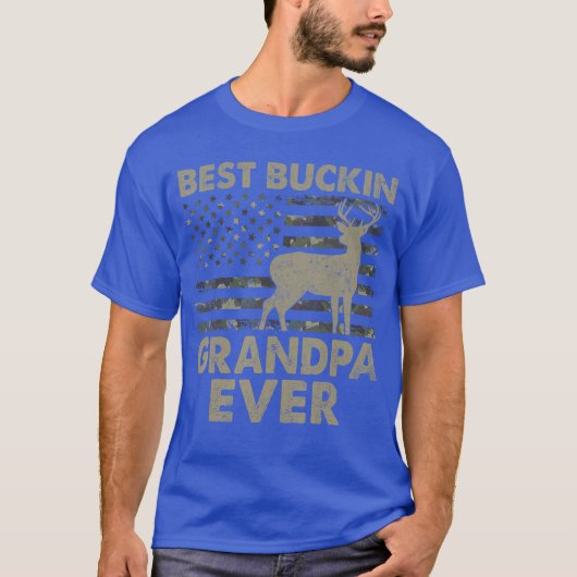USA Flag Best Bucking Grandpa Ever Hunting Grandpa Tシャツ (正面)