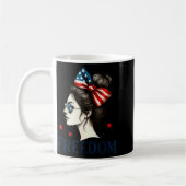 Usa Flag Bow Messy Bun Girls Dom American Flag Pat コーヒーマグカップ (左)