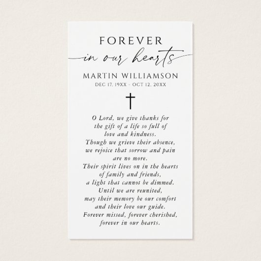 USA Flag Cross Sympathy Funeral Prayer Card (裏面)