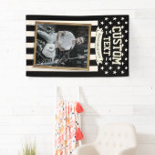 USA Flag Custom Photo Banner, Black Flag Patriotic 横断幕 (インサイチュ)