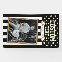 USA Flag Custom Photo Banner, Black Flag Patriotic 横断幕