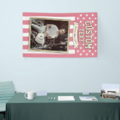 USA Flag Custom Photo Banner, Pink Flag Patriotic 横断幕 (トレードショー)