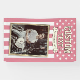 USA Flag Custom Photo Banner, Pink Flag Patriotic 横断幕