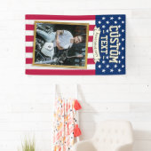 USA Flag Custom Photo Banner, Red Blue Patriotic 横断幕 (インサイチュ)