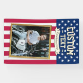 USA Flag Custom Photo Banner, Red Blue Patriotic 横断幕 (横)