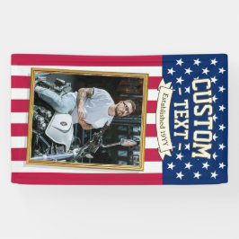 USA Flag Custom Photo Banner, Red Blue Patriotic 横断幕