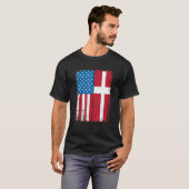 USA Flag Denmark Danish Tシャツ (正面フル)