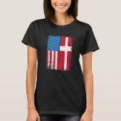 USA Flag Denmark Danish Tシャツ (正面)