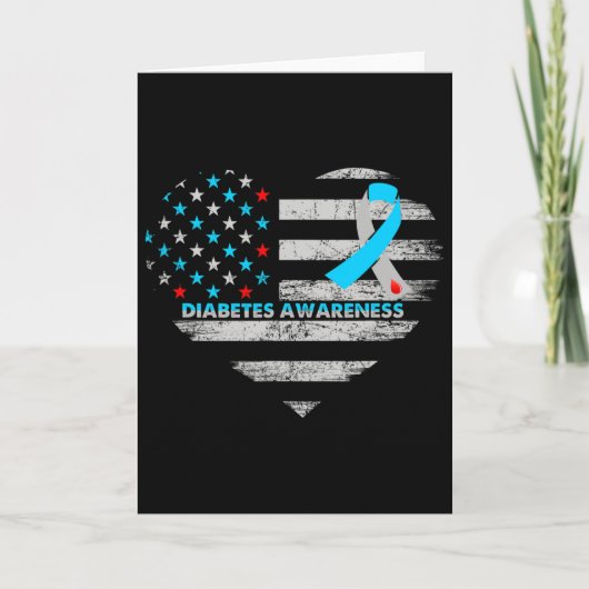 Usa Flag Diabetes Awareness Heart Family Support  カード (正面)