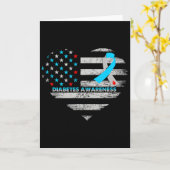 Usa Flag Diabetes Awareness Heart Family Support  カード (黄色い花)