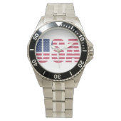 USA Flag Dial Men's Watch - Stars and Stripes USA 腕時計 (正面)