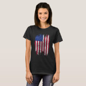 USA Flag Distressed Halftone Design Tシャツ (正面フル)