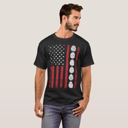 USA Flag Egg Bunny Ears American Easter Sunday  2 Tシャツ (正面フル)