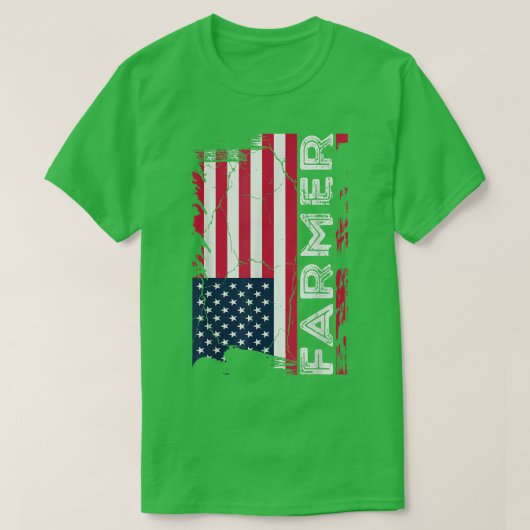 USA Flag Farmer , American Farmers Patriotic Tシャツ (デザイン正面)