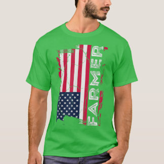 USA Flag Farmer , American Farmers Patriotic  Tシャツ