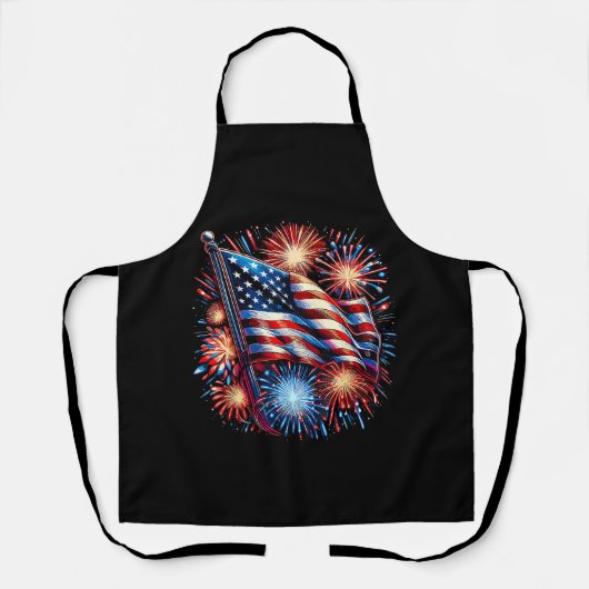 USA Flag Fireworks Patriotic エプロン (正面)
