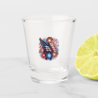 USA Flag Fireworks Patriotic ショットグラス