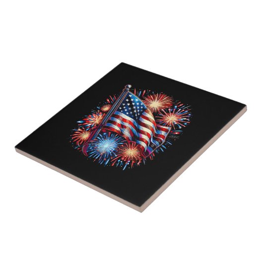 USA Flag Fireworks Patriotic タイル (側面)