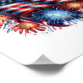 USA Flag Fireworks Patriotic ポスター (角)