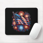 USA Flag Fireworks Patriotic マウスパッド (マウス)