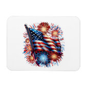 USA Flag Fireworks Patriotic マグネット (横)