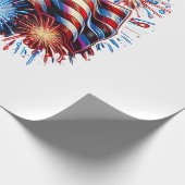 USA Flag Fireworks Patriotic ラッピングペーパー (角)