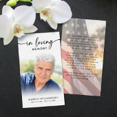 USA Flag Funeral Loving Memory Photo Prayer Cards