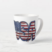 USA Flag Graffity Personalized Text カフェラテマグ (右アングル)