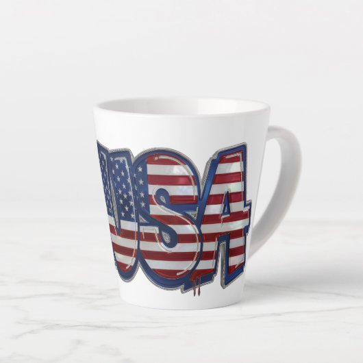 USA Flag Graffity Personalized Text カフェラテマグ (右アングル)