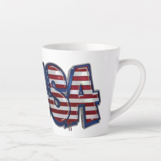 USA Flag Graffity Personalized Text カフェラテマグ (右)