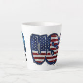 USA Flag Graffity Personalized Text カフェラテマグ (正面)