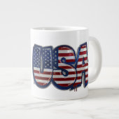 USA Flag Graffity Personalized Text ジャンボコーヒーマグカップ (正面右)