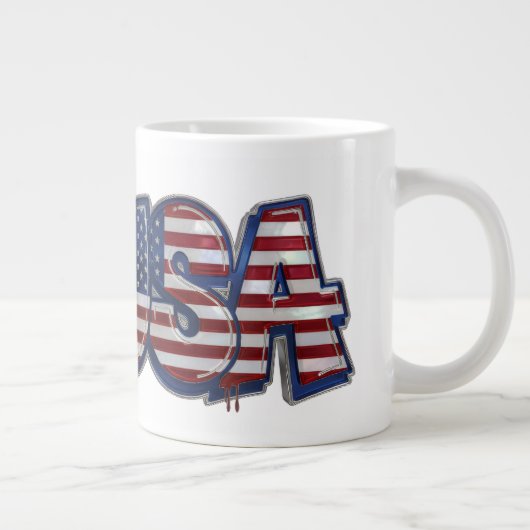 USA Flag Graffity Personalized Text ジャンボコーヒーマグカップ (右)