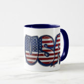 USA Flag Graffity Personalized Text マグカップ (正面右)