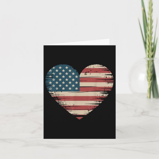 Usa Flag Heart Valentines Day Veteran カード (正面)