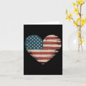 Usa Flag Heart Valentines Day Veteran カード (黄色い花)
