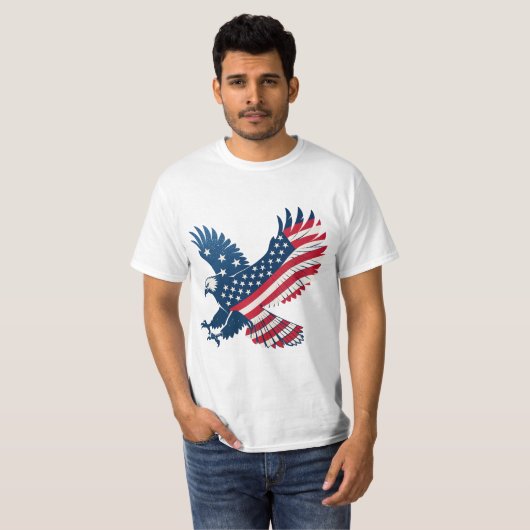 USA Flag in Shape of an Eagle Tシャツ (正面フル)