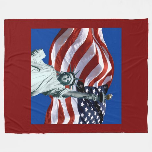 USA Flag Lady Liberty Fleece Blanket フリースブランケット (正面(横))