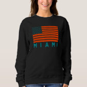 USA Flag Miami OrangeTeal-GreenBlue Miami FL Ameri スウェットシャツ (正面)