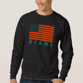USA Flag Miami OrangeTeal-GreenBlue Miami FL Ameri スウェットシャツ (正面)