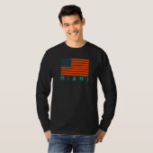 USA Flag Miami OrangeTeal-GreenBlue Miami FL Ameri Tシャツ (正面フル)